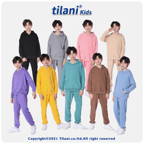 Children's clothing autumn European and American trendy brand solid color boys' and boys' hoodies set, one piece for distribution