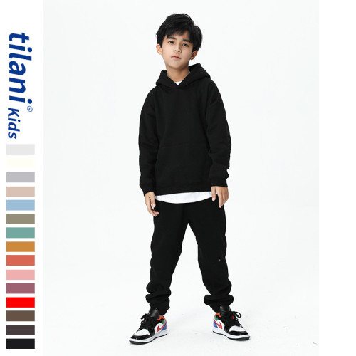 Children's clothing European and American trendy brand 2023 autumn and winter children's plush hooded sweater two-piece set customization