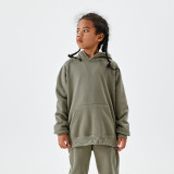 Children's clothing Europe and America Autumn and Winter 330G Cow Horn Sleeves Dropped Shoulders and plush Thick Warm Hooded Men's and Women's Children's Sweater
