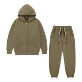 Children's dopamine 320G terry cotton zipper children's sweater jacket children's pants set class uniform customization