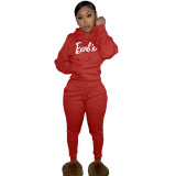 XJ772 Cross border Supply of European and American Women's Wear 23 plush and Thickened Hooded Sweater Pants Casual Sports Set