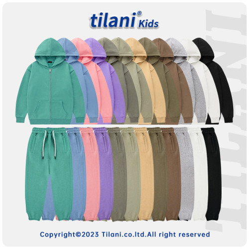 Children's dopamine 320G terry cotton zipper children's sweater jacket children's pants set class uniform customization