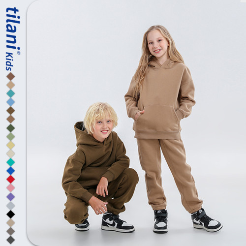 Children's clothing European and American trendy brand 350G plush thick children's hoodie autumn and winter cross-border children's set wholesale
