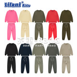 Children's Fashion Brand 330G Polar Fleece Warm Cow Horn Sleeves Round Neck American Casual Two Piece Set for Boys and Girls