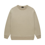 Children's pure color 400G looped cotton round neck pullover sweater for men and women with the same parent-child set, cross-border exclusive supply