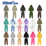 Kids' 23AW Terry Cotton Dopamine Solid Color Zipper Sweater Coat and Pants Set for Men and Women