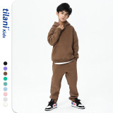 Children's clothing autumn and winter European and American trendy brand solid color medium and large boys' plush children's sweater children's set
