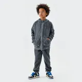 Children's clothing European and American trendy brand half high collar double zipper coat hip-hop street dance retro vintage children's two-piece set