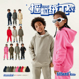 Children's clothing Europe and America Autumn and Winter 330G Cow Horn Sleeves Dropped Shoulders and plush Thick Warm Hooded Men's and Women's Children's Sweater