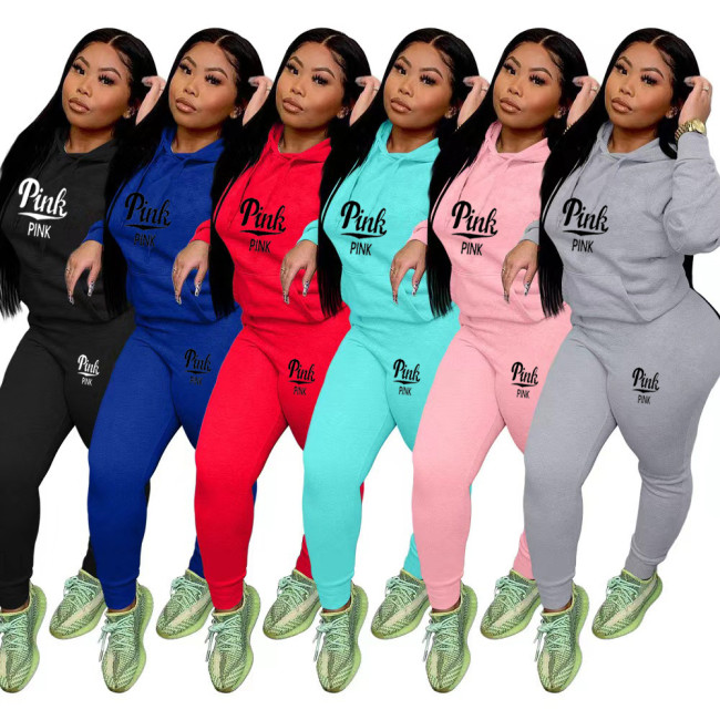 A0204 European and American Women's Independent Station AliExpress Fashion Casual Printing Sports Set Two Piece Set in Stock