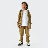 Children's clothing European and American trendy brand half high collar double zipper coat hip-hop street dance retro vintage children's two-piece set