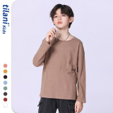 Children's clothing autumn trend brand European and American children's t-shirt wholesale boys' solid color long sleeved middle and large children's bottom wholesale
