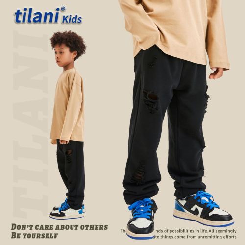 Children's clothing, European and American trendy brand, washed and cut hip-hop boys and girls' pants, team wear, street dance boys' pants