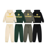 Children's clothing 2023 autumn 320G terry men's hooded sweatshirt ins with the same trendy brand two-piece set