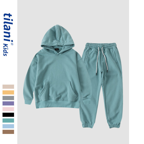 Children's clothing European and American trendy brand 320G terry cotton pullover hoodie, solid color team clothing, one piece customized