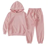 Children's clothing European and American trendy brand 320G terry cotton pullover hoodie, solid color team clothing, one piece customized