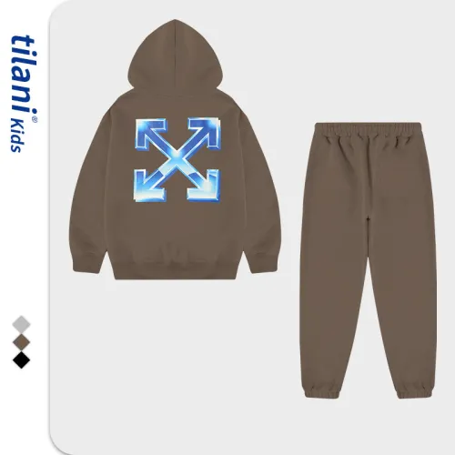 Children's clothing European and American trendy brand children's oFFW blue arrow large boy set, new for autumn and winter 2023