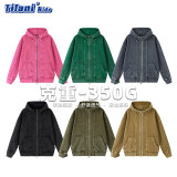 Children's wear European and American high street half high collar washed and worn-out double head zippered jacket 350G men and women's children's sweater