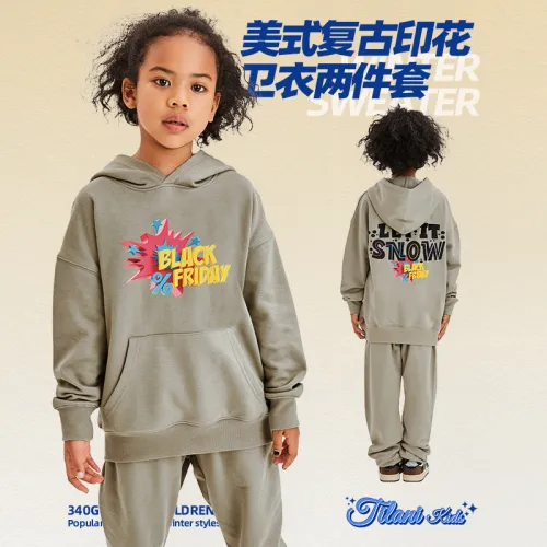 Original children's clothing, European and American trendy brand, American style printing, 340G loop cotton, medium and large men's and women's clothing, one piece for distribution