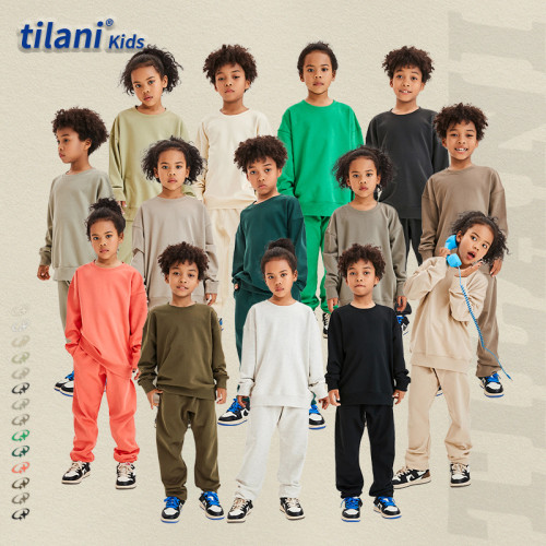 Children's clothing, solid color 340G, large loop cotton, small, medium, and large children's sweaters, children's pants, cross-border children's clothing customization