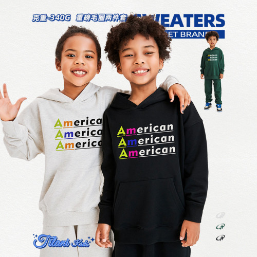 Original children's clothing, European and American trendy brand retro boy's sweater, children's medium and large children's two-piece set, children's clothing