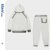 Children's clothing European and American trendy brand 320G terry cotton spray bone dyeing process for boys and girls hooded sweater set