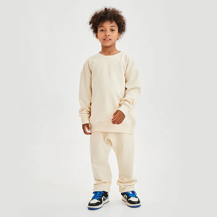Children's clothing 2023 Autumn/Winter 340G round neck sweater for boys and girls, student sports two sets