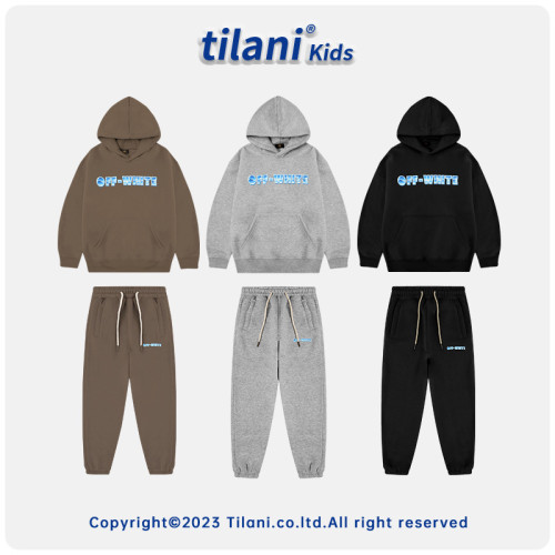 Children's clothing European and American trendy brand children's oFFW blue arrow large boy set, new for autumn and winter 2023