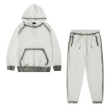 Children's clothing European and American trendy brand 320G terry cotton spray bone dyeing process for boys and girls hooded sweater set