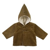 Children's retro warm outerwear with plush 2023 European and American autumn and winter baby hooded corduroy jacket