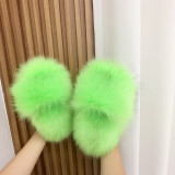 2023 New women's cotton slippers wholesale imitation raccoon fur slippers Women's slippers wear versatile imitation fox fur slippers