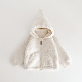 Denmark Autumn and Winter New Children's Plush Hooded Cardigan Soft and Warm Men's and Women's Polar Fleece Coat