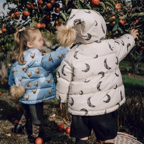 Children's elf hat down jacket 2023 Nordic winter style thickened white duck down for boys and girls' outdoor wear