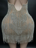 NOVANCE 2023 new arrivals spring women clothing mesh mini prom dresses shiny tassels V neck spaghetti strap backless dress