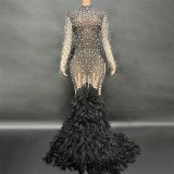 Zeasy trending products 2023 new arrivals party feather dresses for ladies long sleeves   mother of the bride