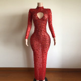 NOVANCE new products 2023 baby pink shiny diamonds high neck heart-shaped top red carpet dresses crystals long gown for evening