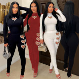 Amazon's New European and American Women's Wear Heart shaped Hot Brick Solid Color Set
