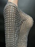 New Best Selling Products 2023 Dress Rhinestones Long Sleeve Sexy Prom Dresses Black Spandex Clothing For Women Elegant