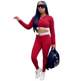 Foreign trade European and American women's clothing Amazon AliExpress hot selling hot selling letter printing slim fitting sports two-piece set