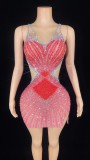 Sexy Candy Color Spaghetti Strap Ball Gown Evening Dress Women Cut Out Backless Birthday Party Dress Mini Rhinestone Club Dres