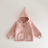 Denmark Autumn and Winter New Children's Plush Hooded Cardigan Soft and Warm Men's and Women's Polar Fleece Coat