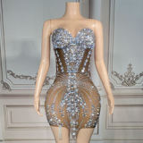NOVANCE eco friendly products 2023 shiny rhinestones sexy see through evening tube top brown ball gown prom dress for evening