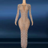 2022 Fashion club Diamond Beaded Robe De Soiree Africain Special Occasion Festival Outfit See Through Gown party dress