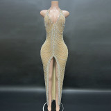Shiny Diamonds Tassels Black Sexy Deep-V Dress Robe De Soiree Chic 2023 Prom Evening Gown Dress Elegant For Dance Party