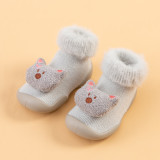 Floor shoes, children's anti-skid thick soled floor socks, baby soft rubber soles, plush high tube walking shoes and socks, thickened autumn and winter styles