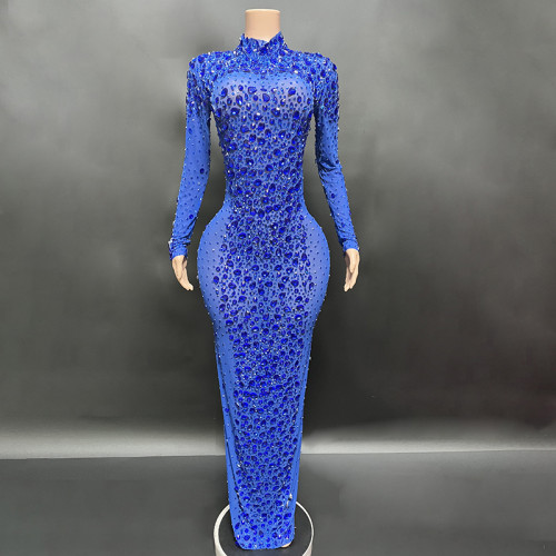 NOVANCE wholesale alibaba blue diamonds dresses women lady elegant party luxurious 2023 prom dresses ball gown for ball room