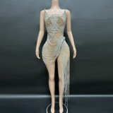 New Arrival Wedding Bride Sequin Diamond Tassels Mini Evening Dresses For Women