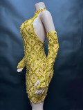 new 2023 products luxury golden diamonds sparkling sexy formal dress backless mini gowns for women evening party