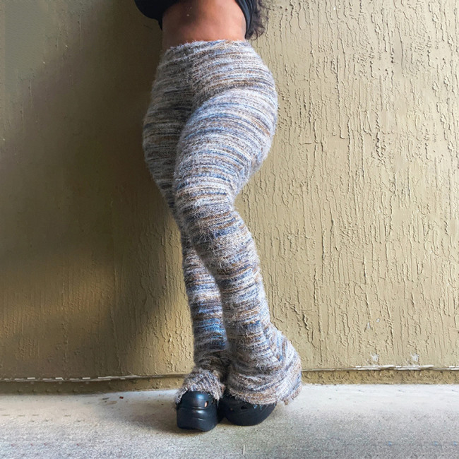 Fashionable European and American style characteristic fabric pile up pants 2023ins autumn new personalized tight plush pants