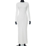 Long Knee Over Knitted Skirt for Women's 2023 Autumn/Winter Fit Underlay Versatile Long Sleeve Dress